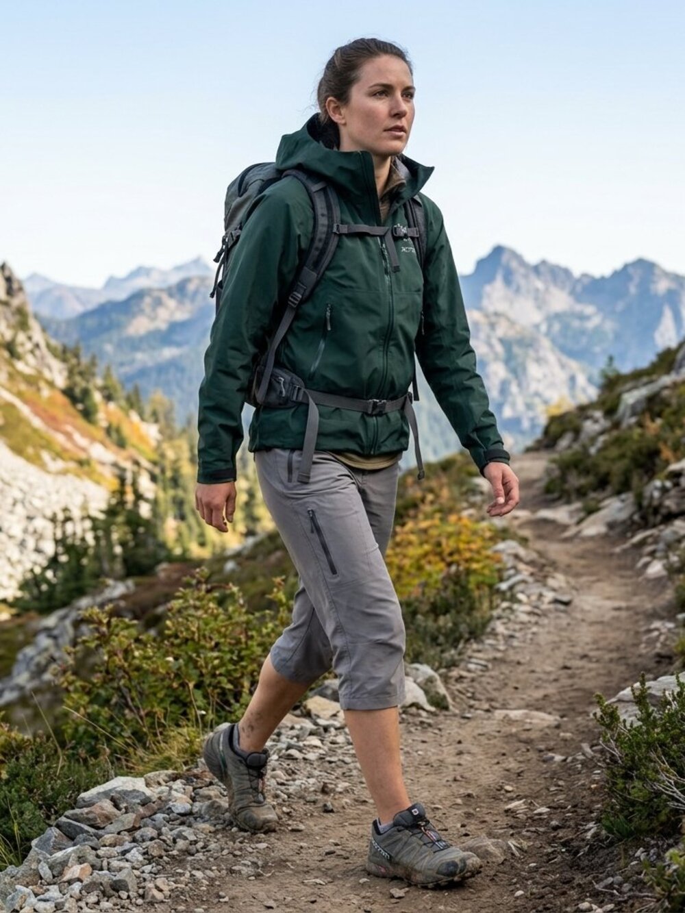 The North Face Womens Grey Bermuda Outdoor Hiking Pants Zip Pockets Gorpcore Sz2